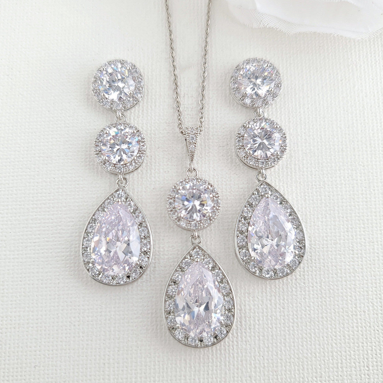 Silver and Cubic Zirconia Bride Jewellery Set- Evita