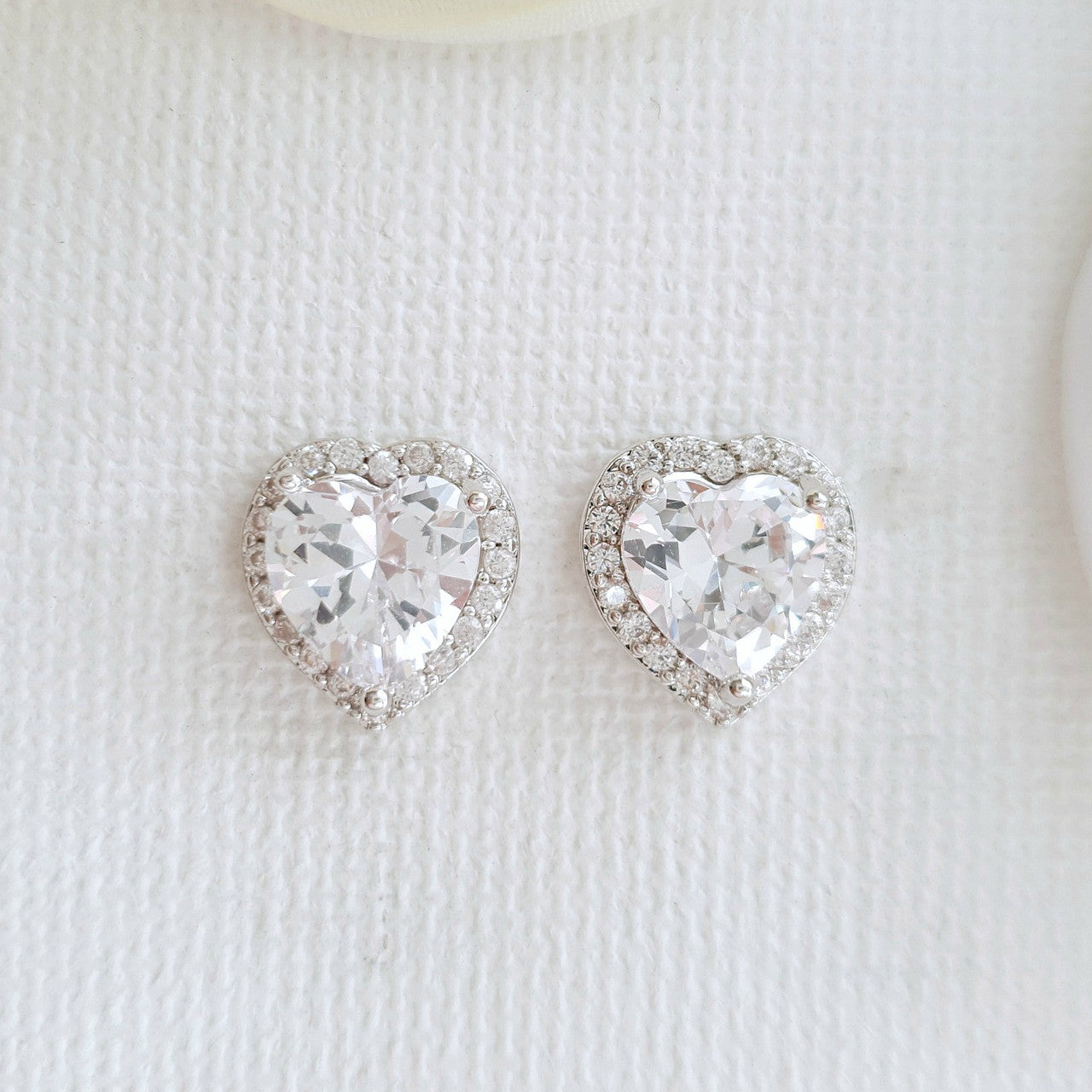 Rose Gold Heart Stud Earrings -Diana