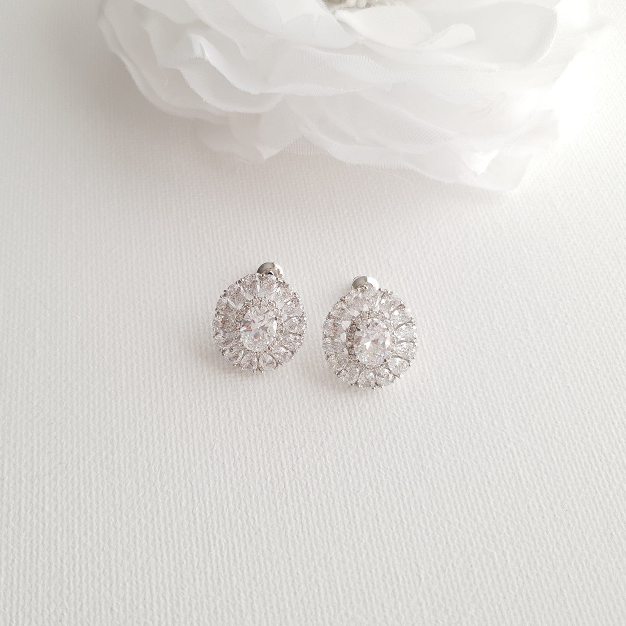 Oval Stud Earrings for Brides-Indigo