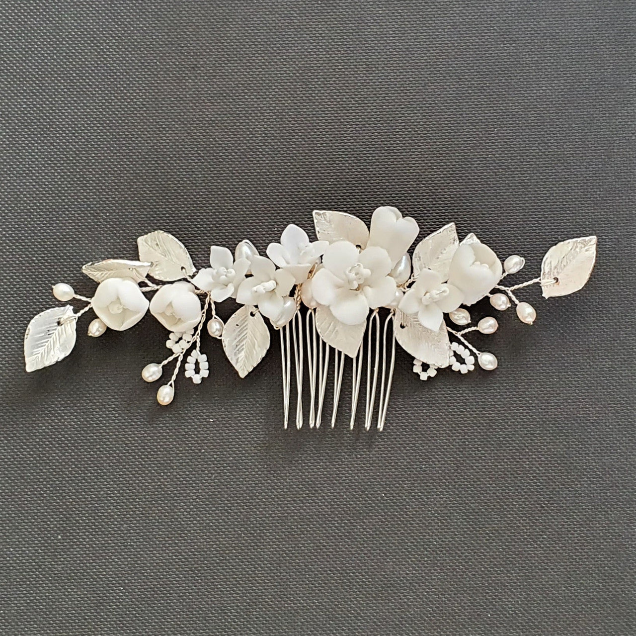 Small Flower Rose Gold Leaf Hair Comb- Fairy