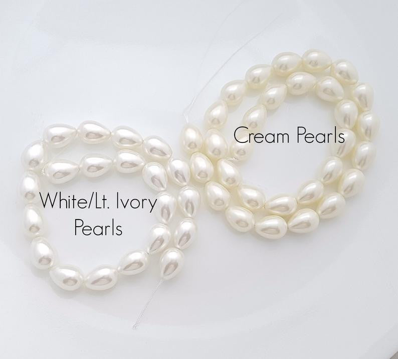 teardrop bridal necklace with Pearl Colour option of white/ ivory or cream- Poetry Designs
