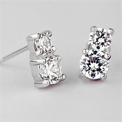 Double Stone Stud Earrings Evie