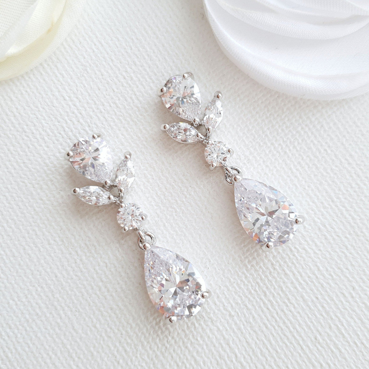 Dainty Wedding Earrings in Gold-Nicole