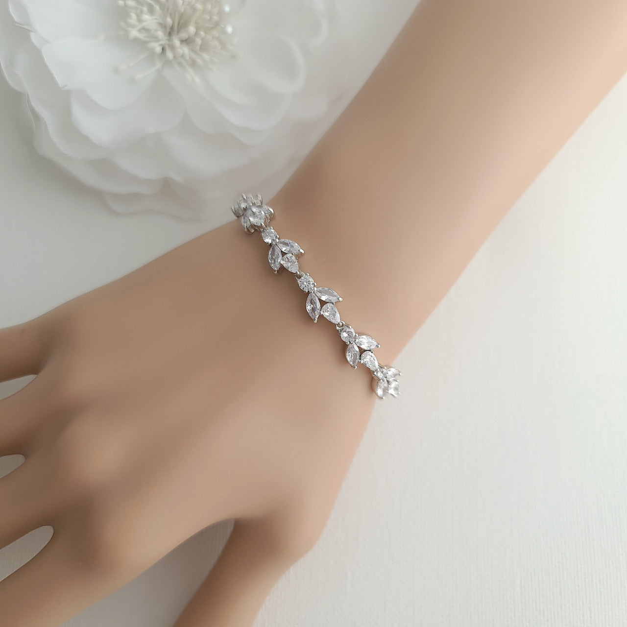 Bracelet for the Bride in CZ & Silver-Anya