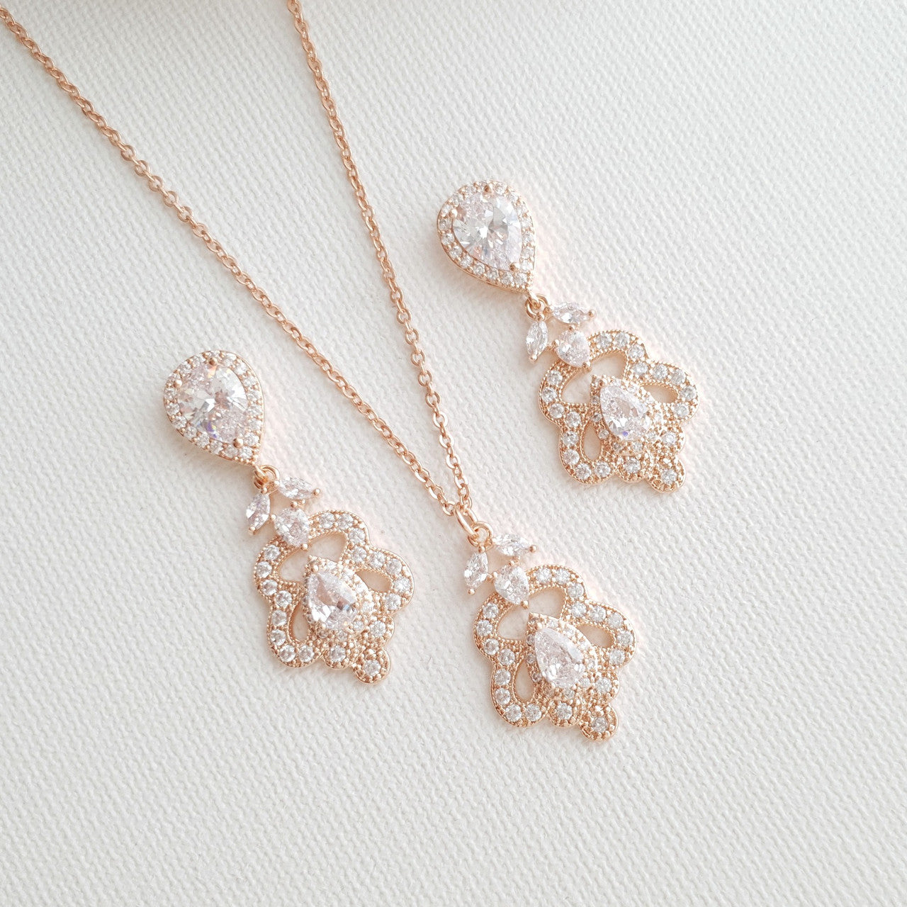 Rose Gold Vintage Bridal Jewellery Set- Norma