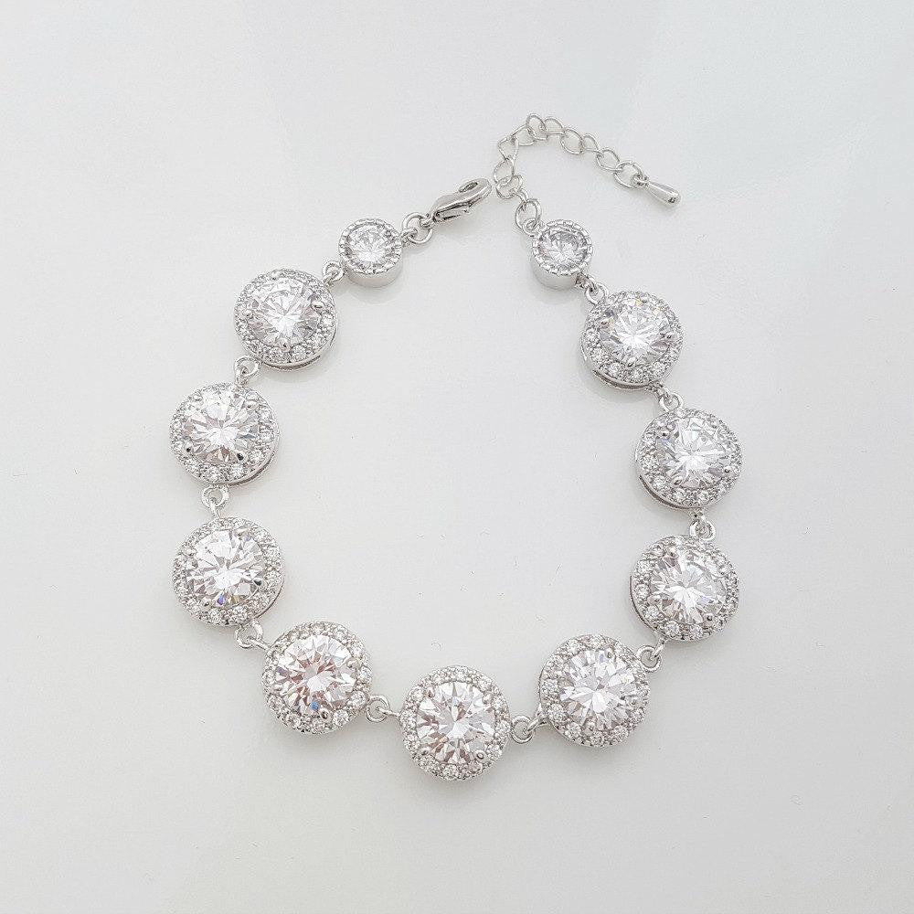 Crystal Bridal Bracelet, Wedding Jewelry, Cubic Zirconia, CZ Bracelet, Crystal Wedding Bracelet, Bridal Jewelry, Evita