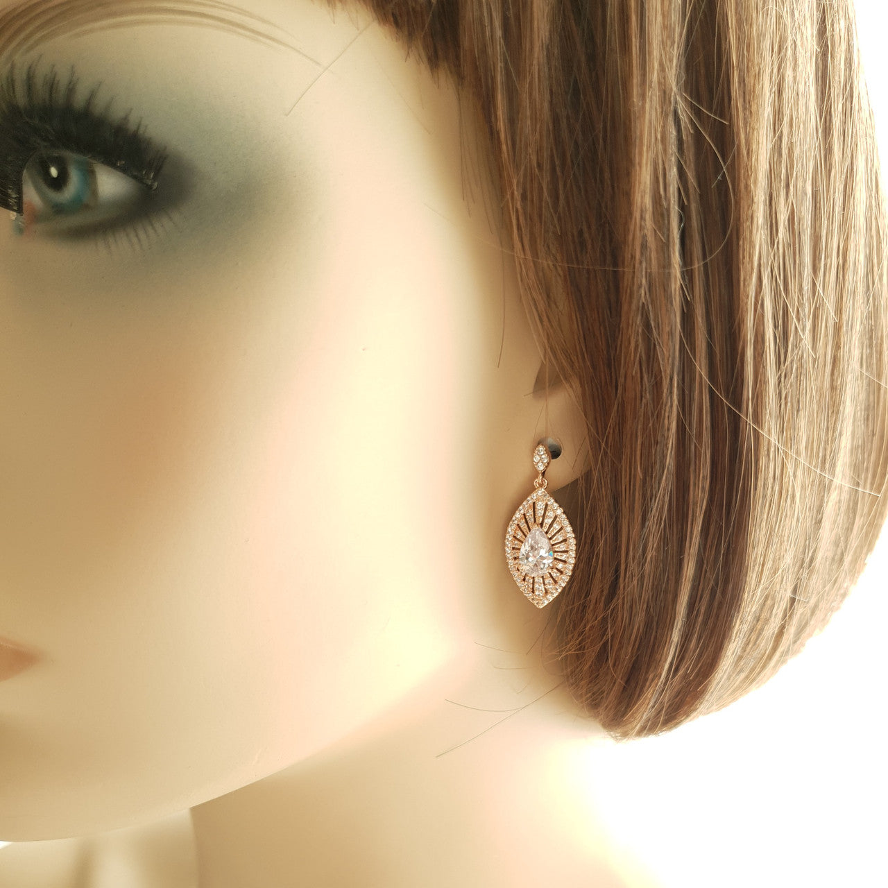 Rose Gold Short Drop Earrings-Zoey