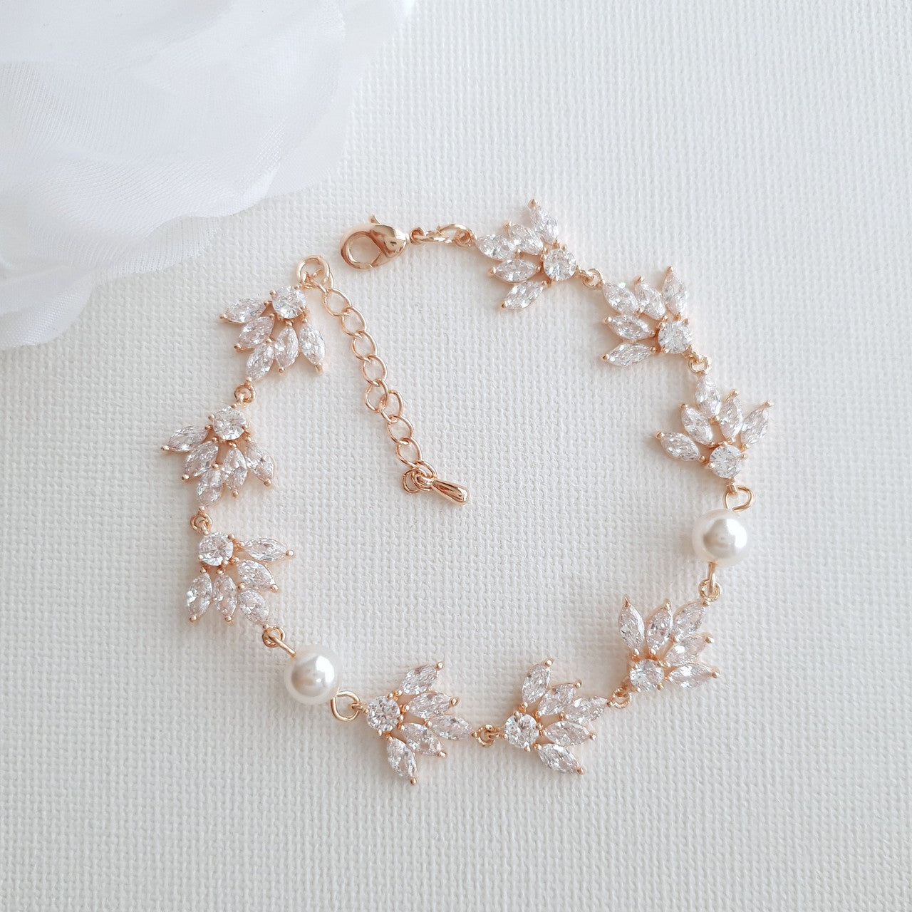 Pearl & Rose Gold Bracelet for Wedding-Rosa