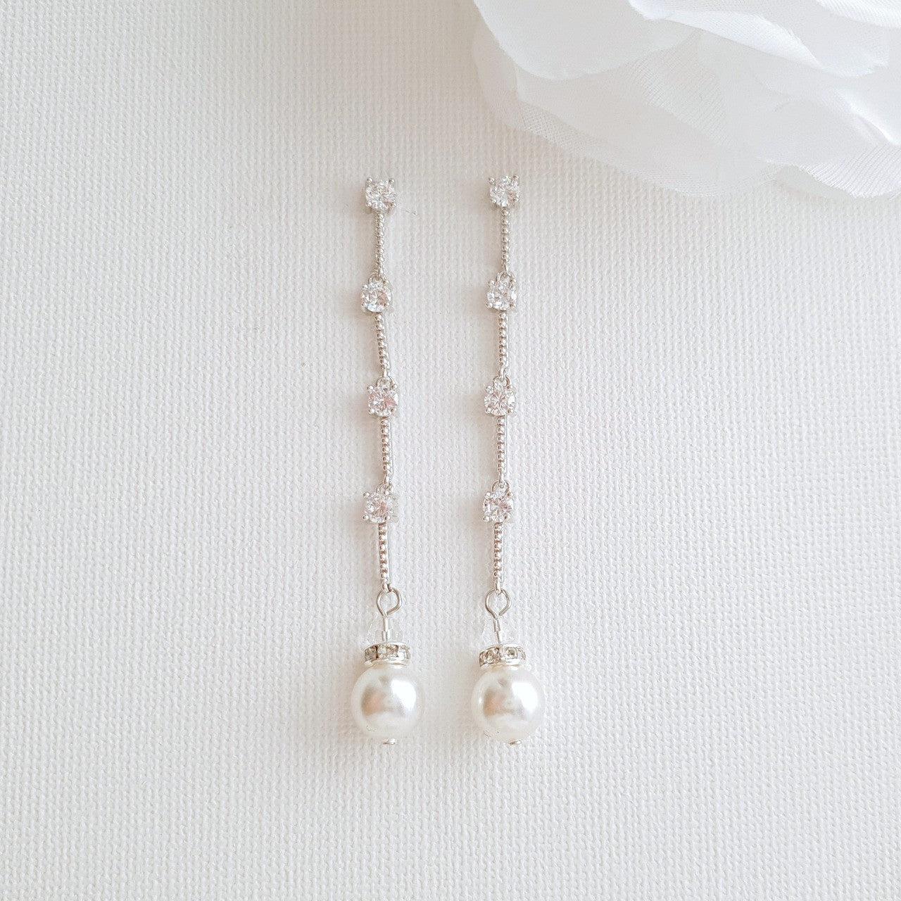 Pearl Drop Necklace Earring Jewelry Set for Weddings- Ginger