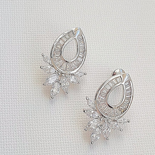 Cubic Zirconia Oval Stud Earrings