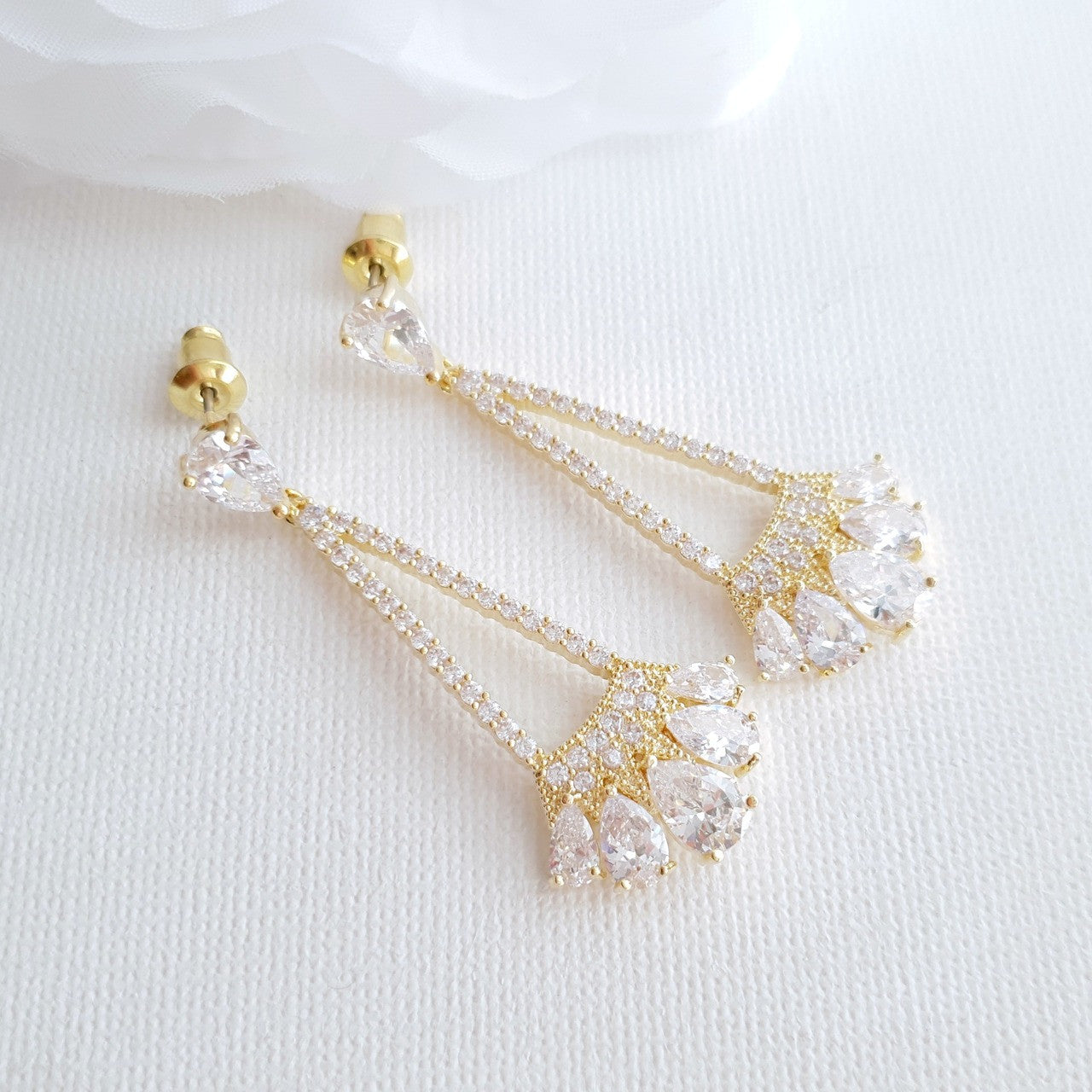 Gold Triangle Drop Earrings -Sydney