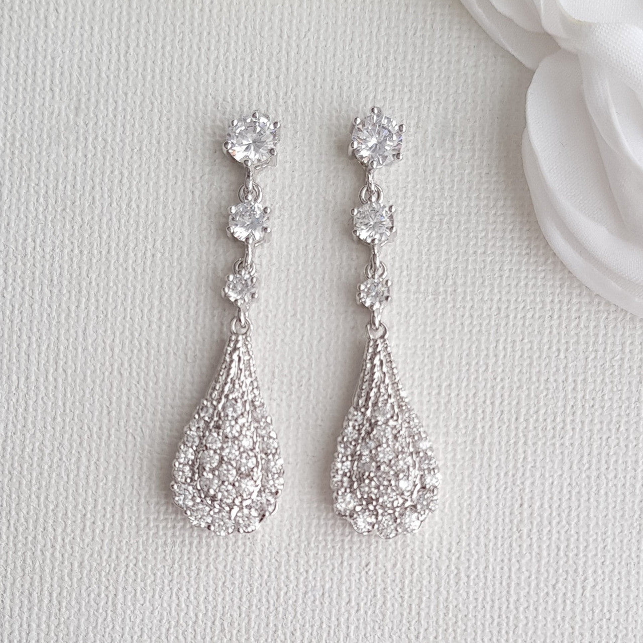 Pear Shaped Drop Earrings for Brides-Chloe