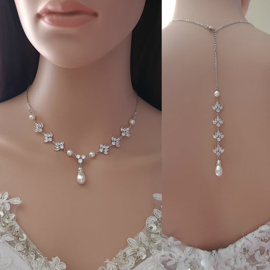 Gold Crystal Backdrop Necklace - Rosa