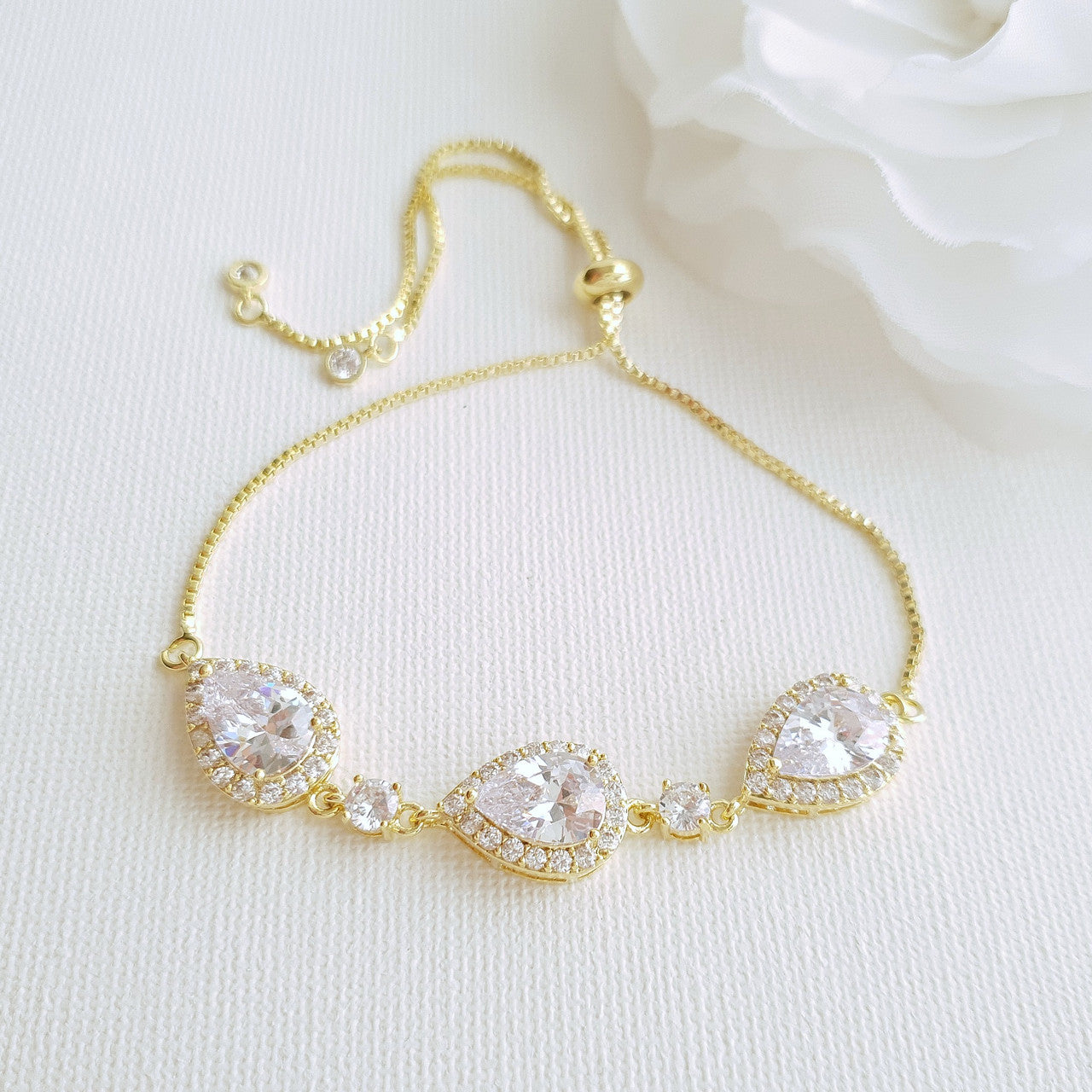 Rose Gold Bridesmaids Bracelet in Cubic Zirconia- Emma