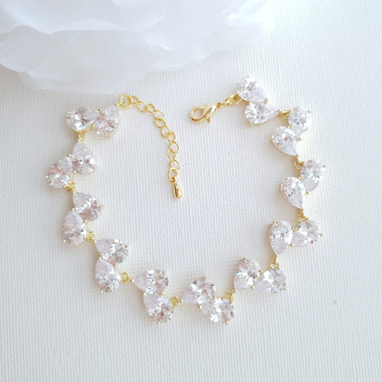 Cubic Zirconia Teardrop Bracelets- Clara