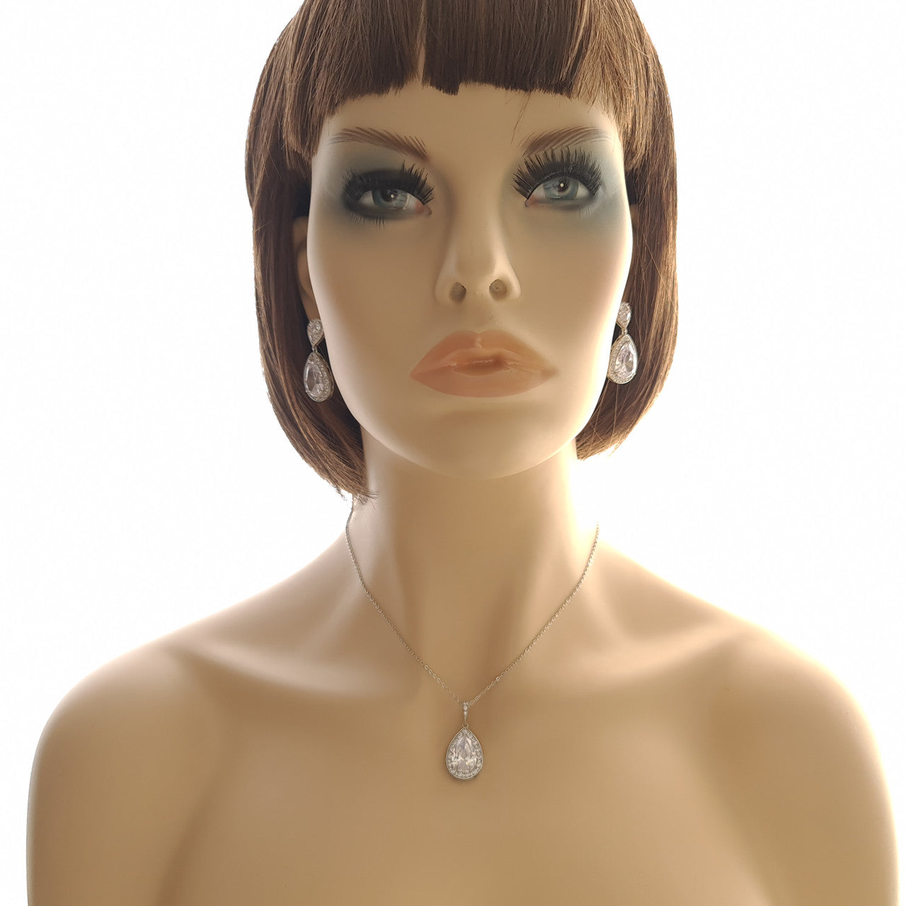 Teardrop Gold Clip On Wedding Earrings-Evelyn