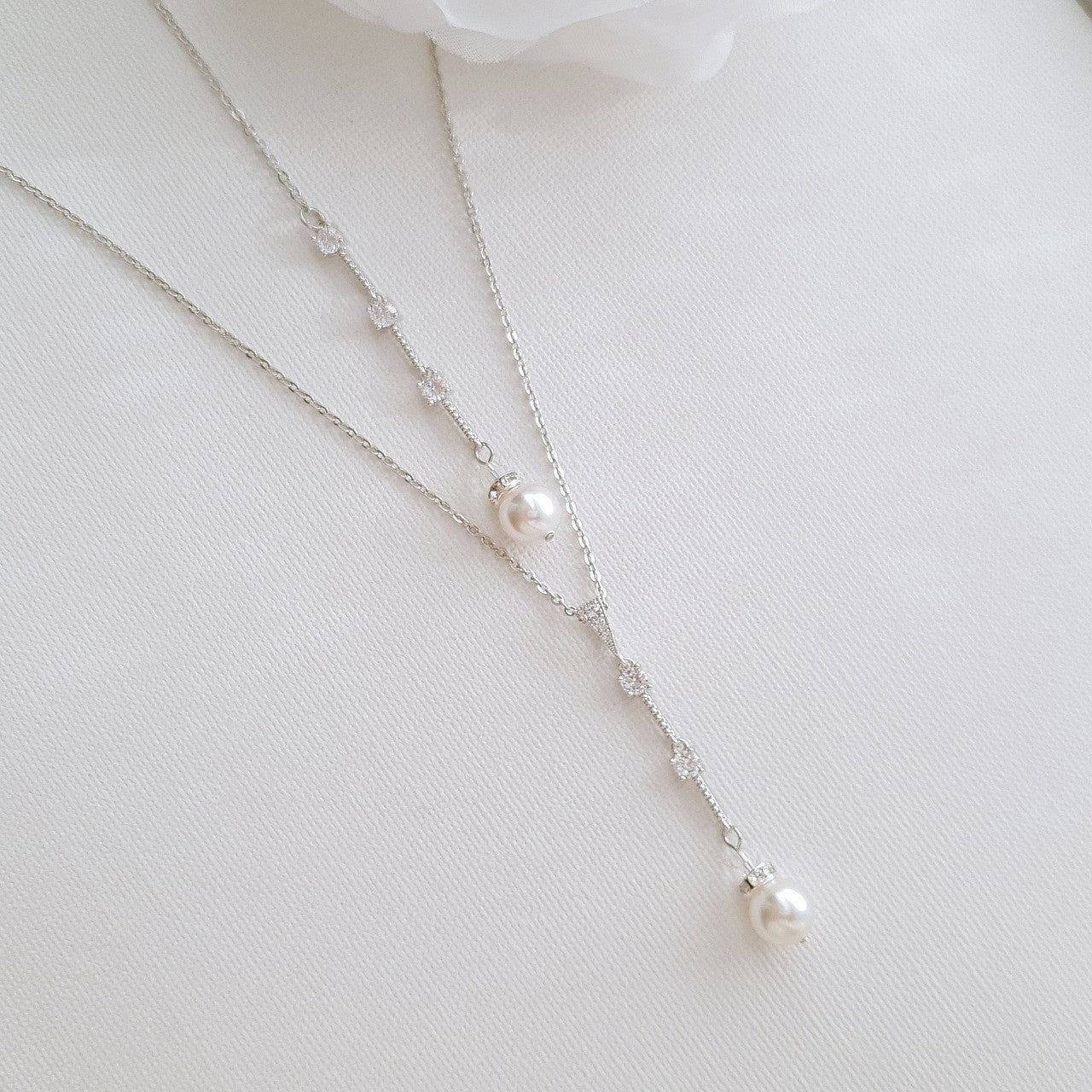 Rose Gold Backdrop Wedding Necklace-Ginger