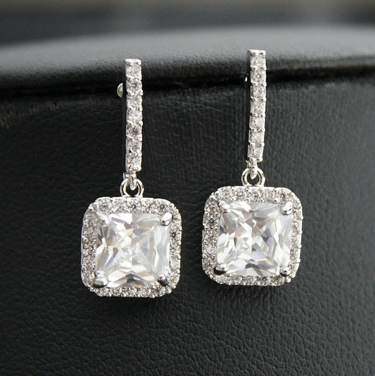 Small Square Drop Earrings-Louise