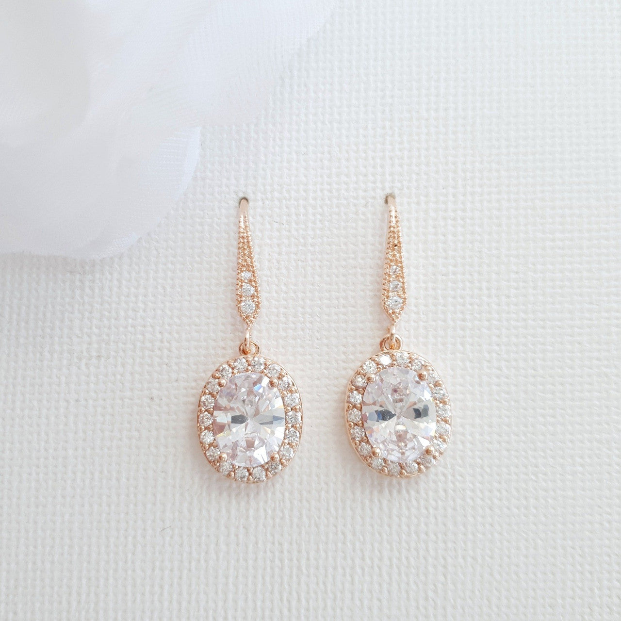 small dangly earrings for weddings in rose gold- Poetry Designs