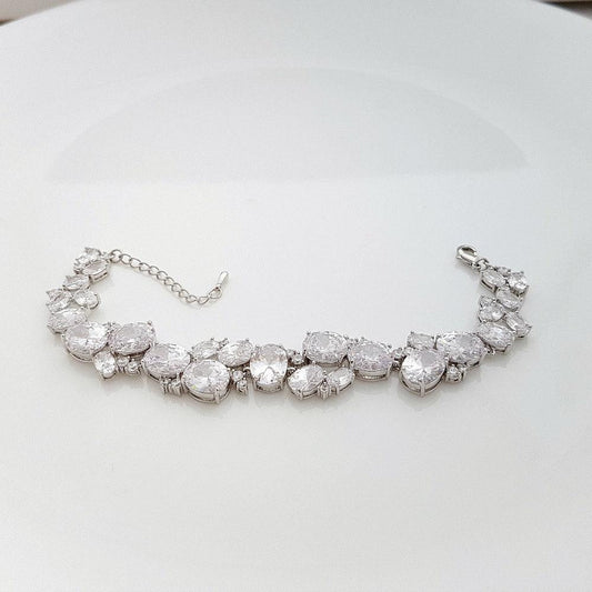 Wedding Crystal Bracelet, Bridal Jewelry, Bridal Bracelet, Rose Gold Bracelet, Gold Wedding Bracelet, Cubic Zirconia Bracelet, Emily