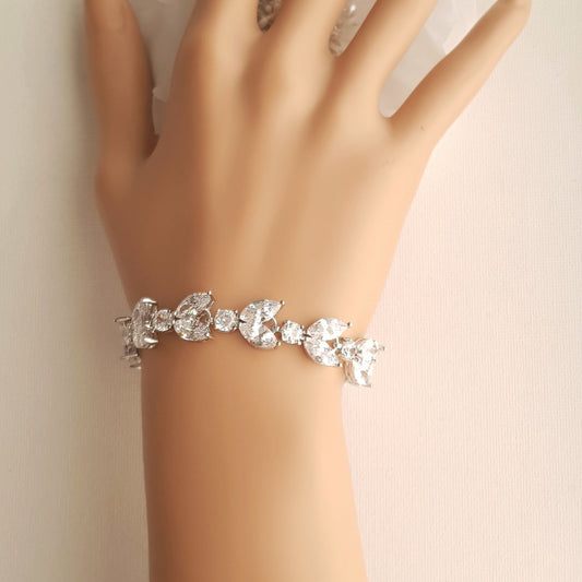 Cubic Zirconia Wedding Day Bracelet- Mia