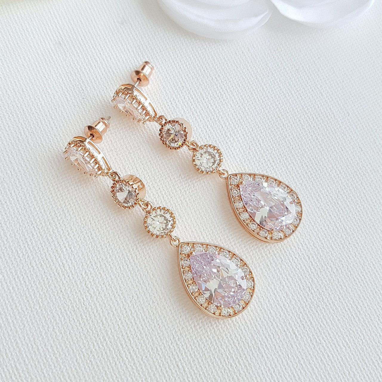 Long Bride Earrings Silver- Evana