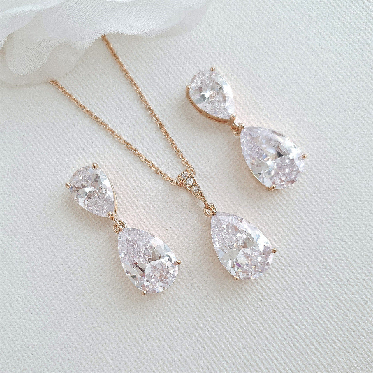 Crystal Bridal Jewelry with Earrings Necklace Set-Clara