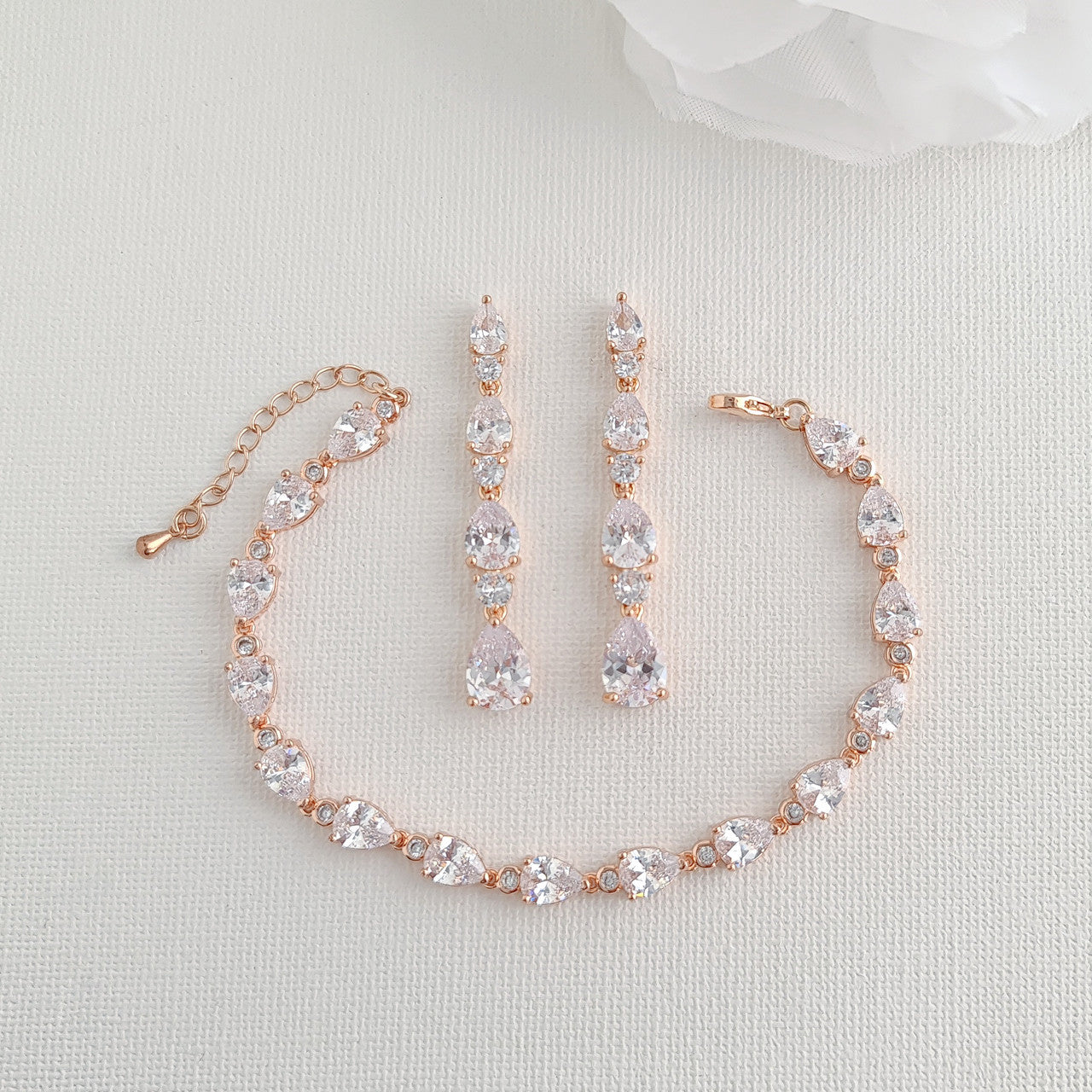 Rose Gold Costume Jewellery Set for Weddings-Hazel