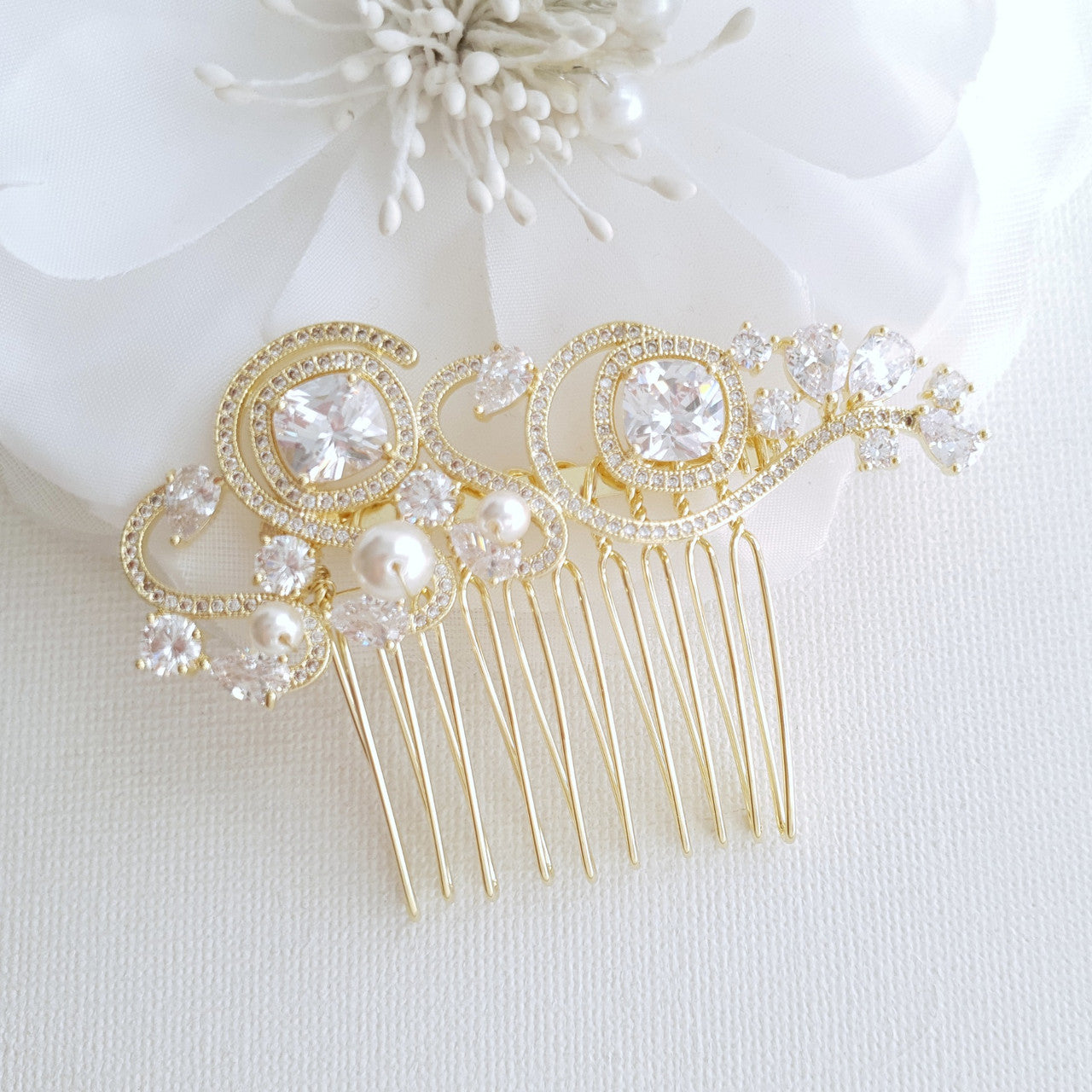 Small Light Gold Colour Wedding Hair Comb- Casey