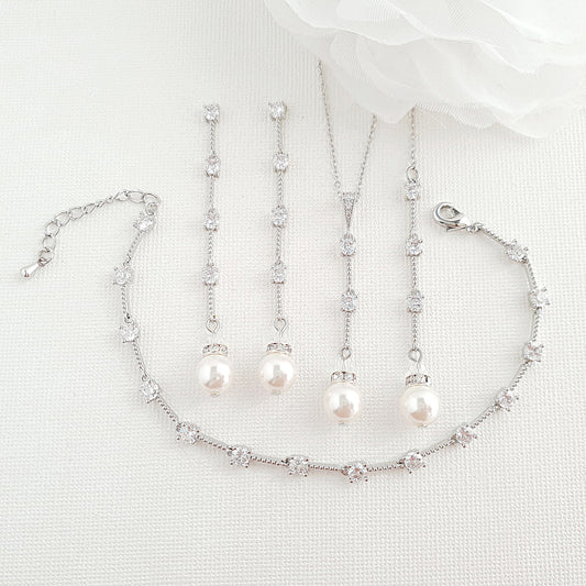 Minimal Pearl Jewellery Set for Weddings-Ginger