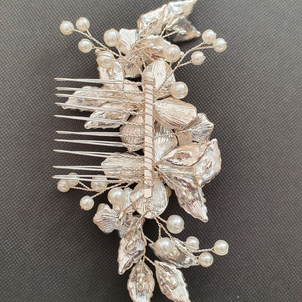 Rose Gold Flower and Leaf Hair Comb for Weddings- Azalea