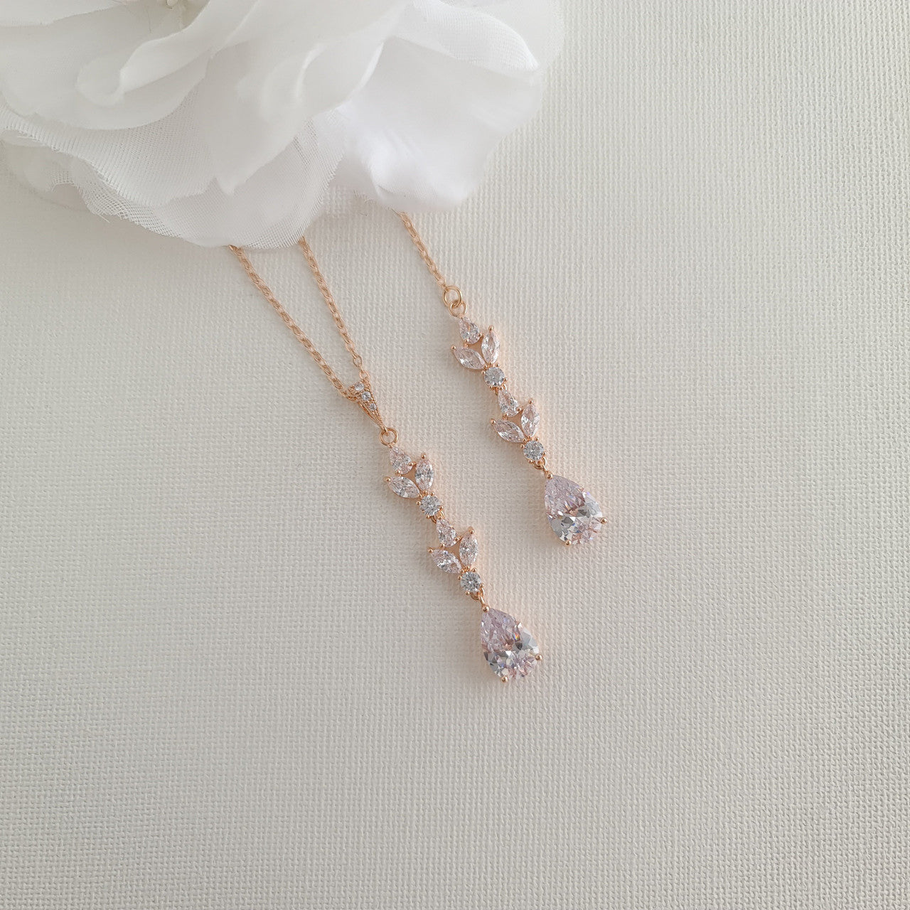 Pendant Necklace with Backdrop in Rose Gold-Anya
