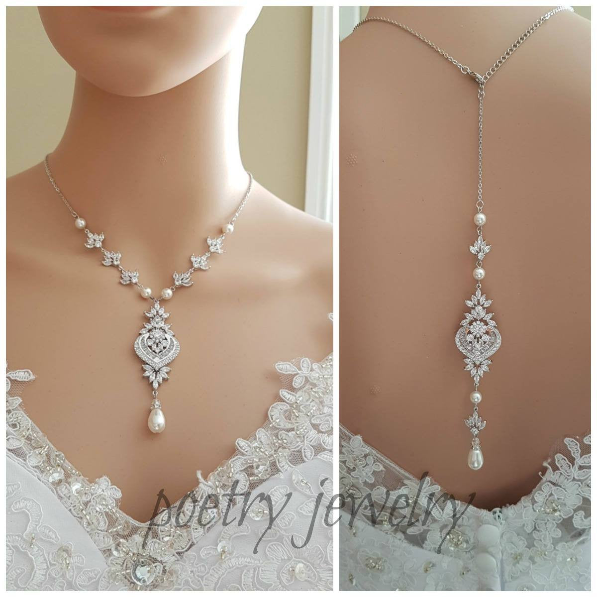 Qisogy Pearl Back Necklace Vintage Pearl Backdrop Necklace Bridal Pearl Y  Back Drop Necklace Chain Summer Wedding Backless Chain Jewelry for Women  and Girls(Silver) : Amazon.ca: Clothing, Shoes & Accessories