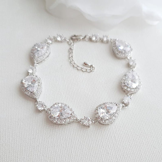 Wedding Day Bracelet for Bride Made with CZ & 14K Gold Plating-Emma