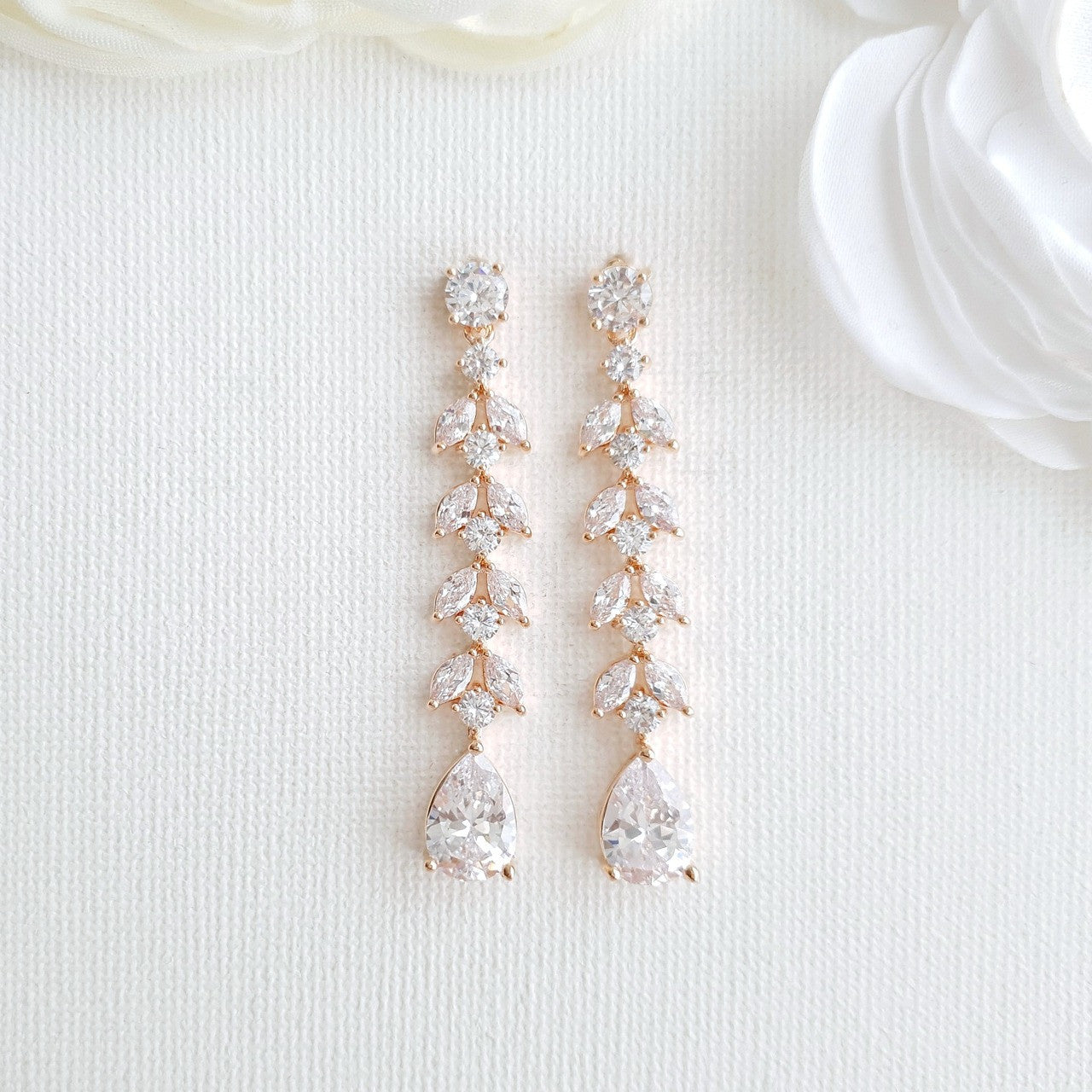 Rose Gold Crystal Drop Earrings