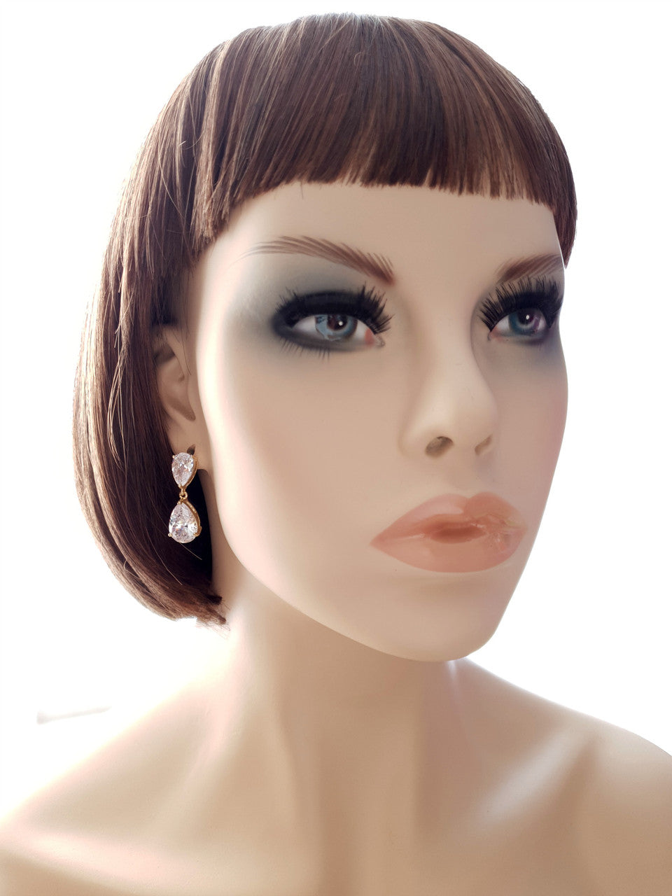 Clear Cubic Zirconia Earrings and Necklace Set in Rose Gold-Clara