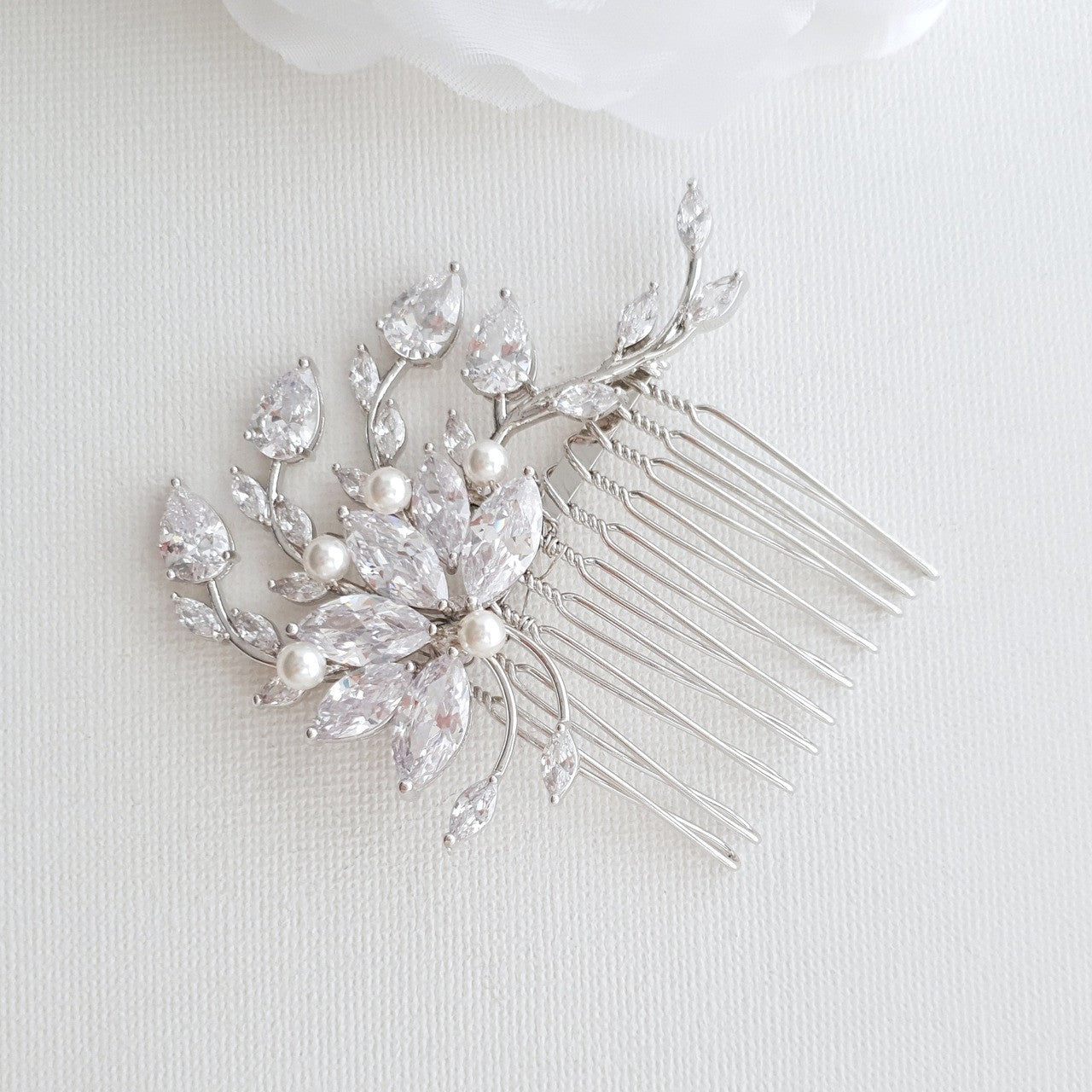 Small Flower Rose Gold Bridal Hair Comb -Kika