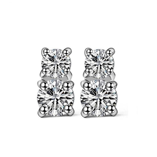 Double Stone Stud Earrings