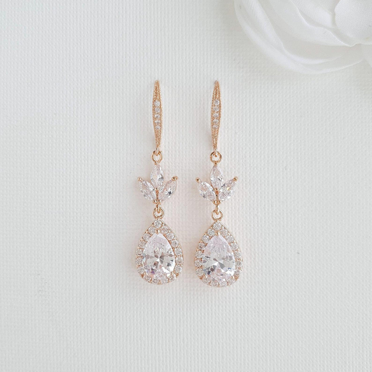 Rose Gold Necklace and Earrings Set for Weddings-Lotus