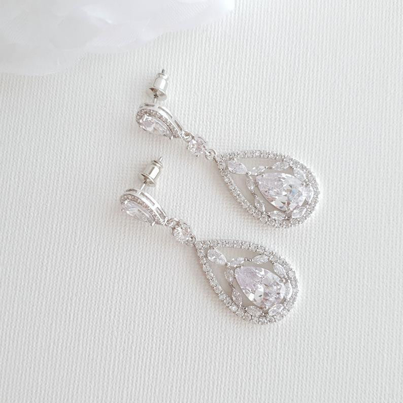 Crystal Wedding Drop Earrings -Esther