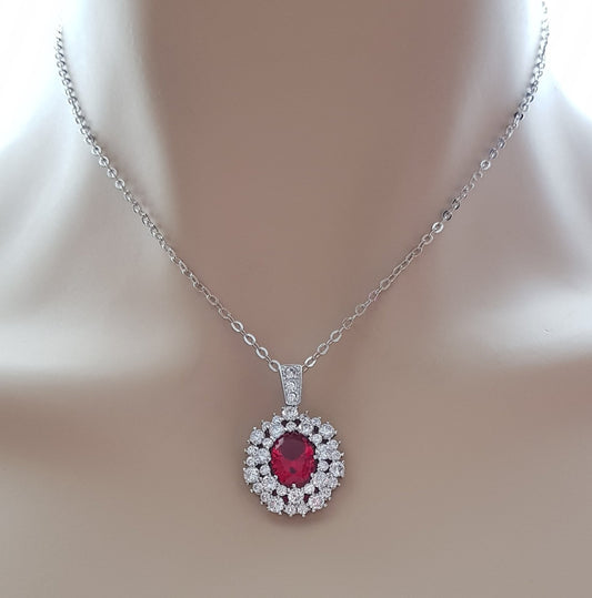 Red Stone Necklace-Cherry