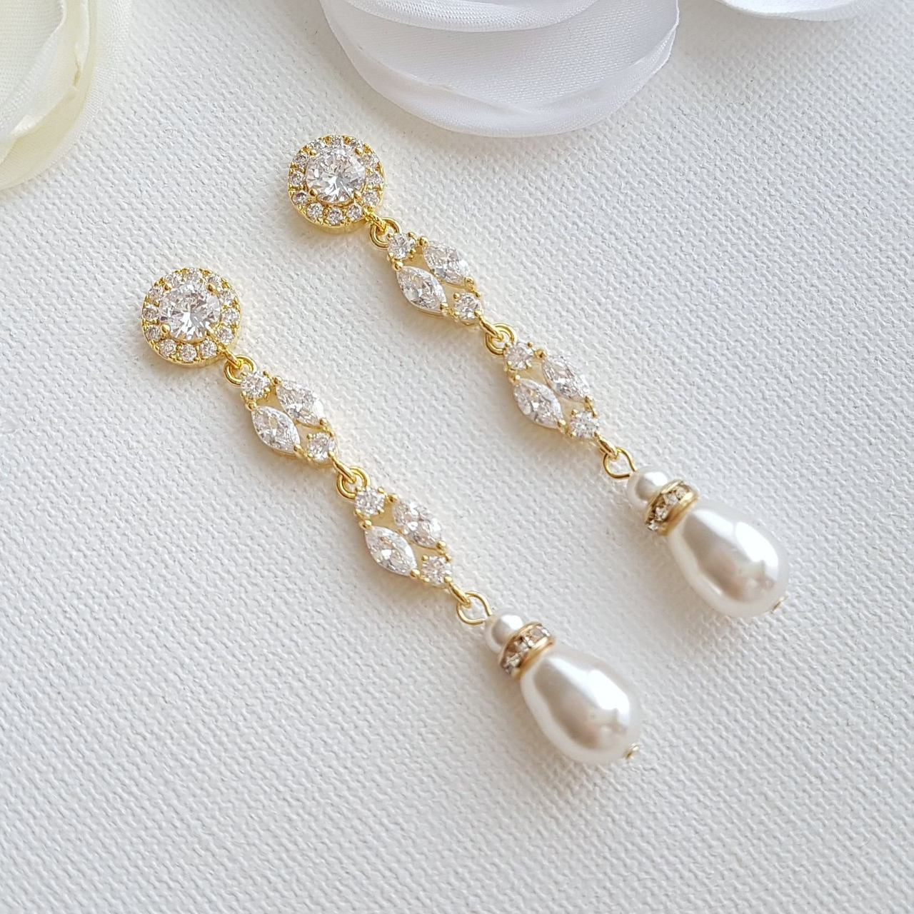 Gold Crystal Earrings-Hayley