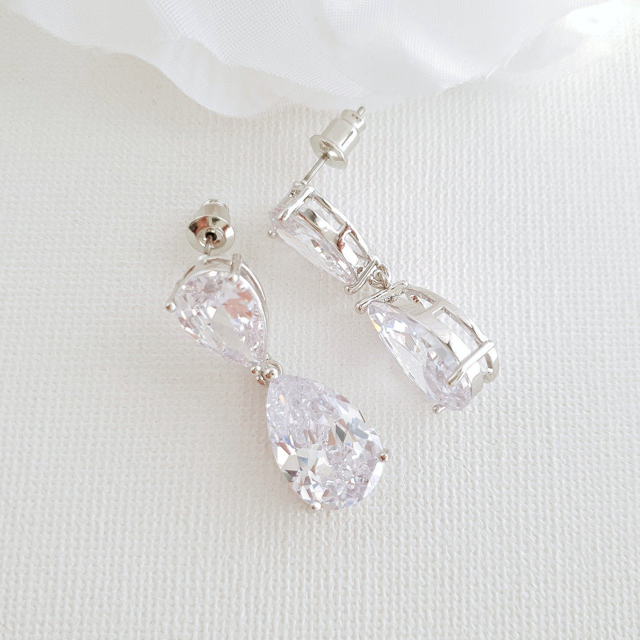 Small Pear Shaped Gold Wedding Earrings-Clara