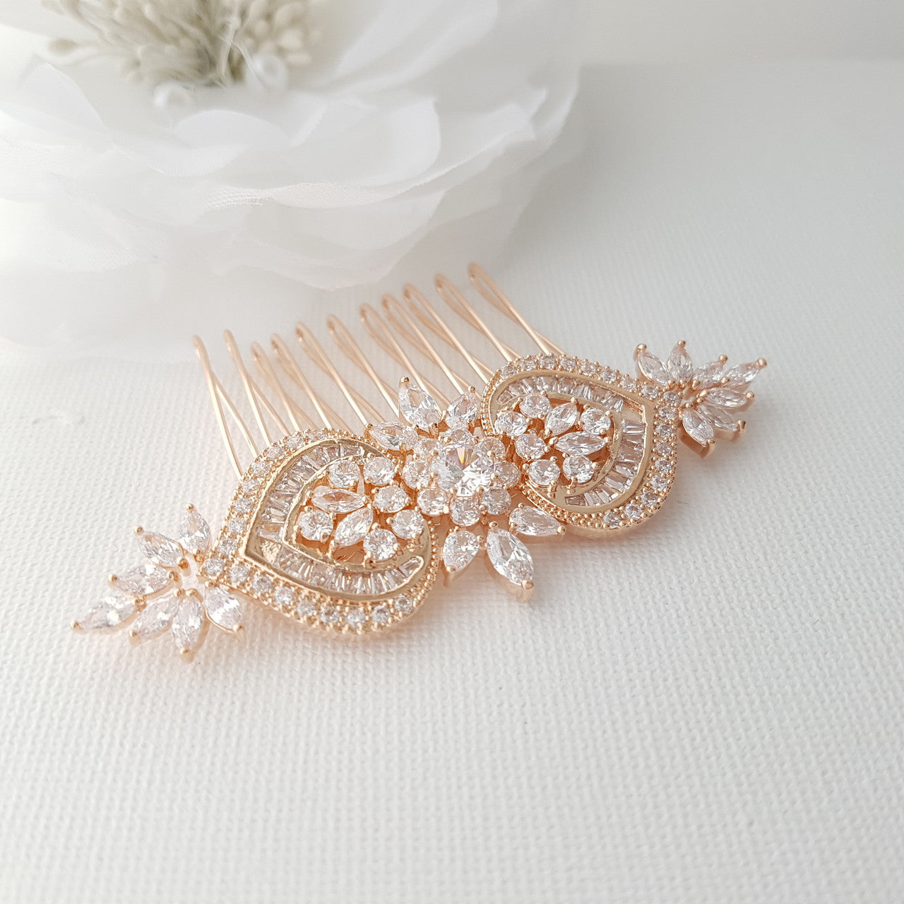 Rose Gold Bridal Hair Comb, Wedding Hair Comb, Pearl Bridal Hair Piece, Crystal, Gold, Pearls, Bride Hair Jewelry, Rosa