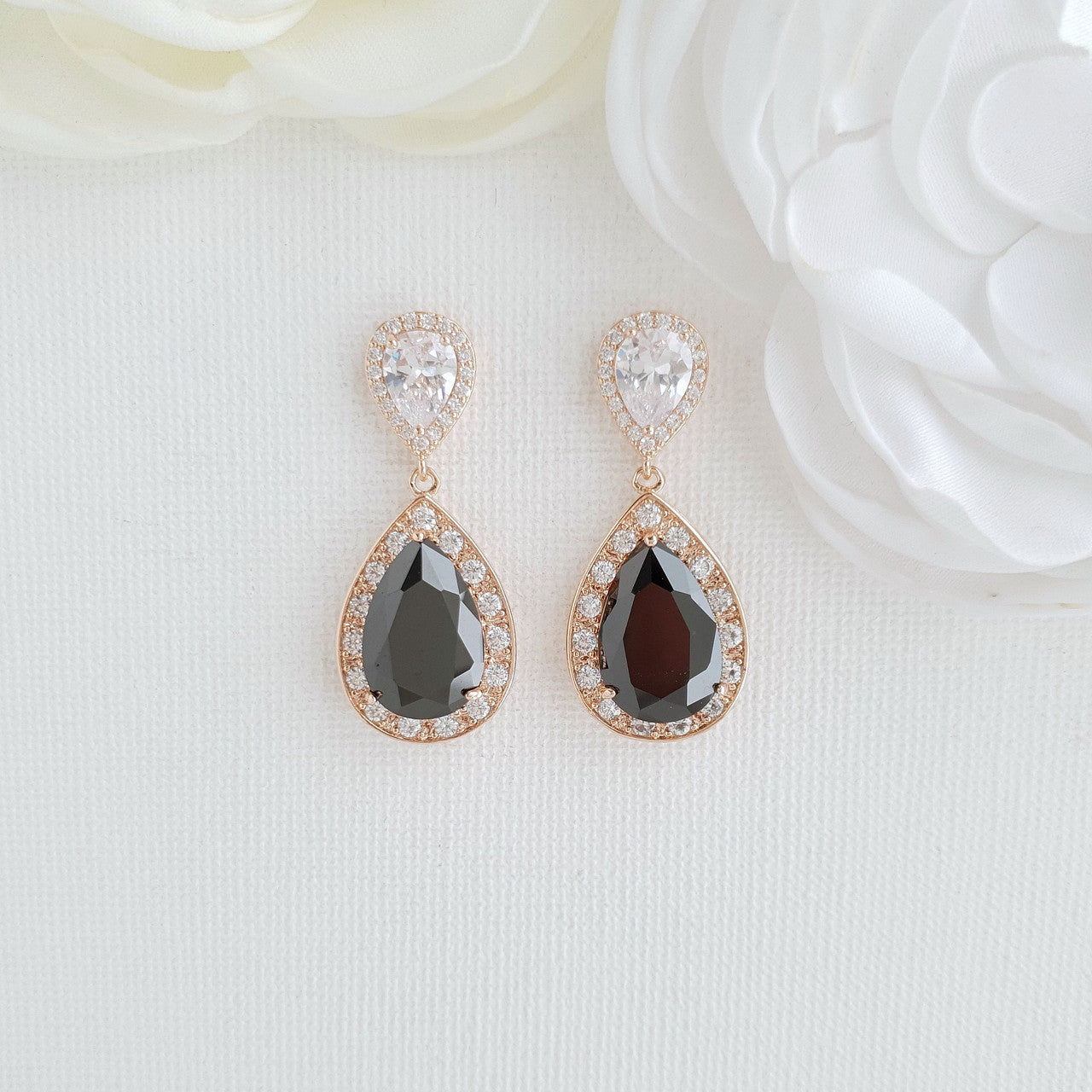 Rose Gold and Black Earrings-Zoe