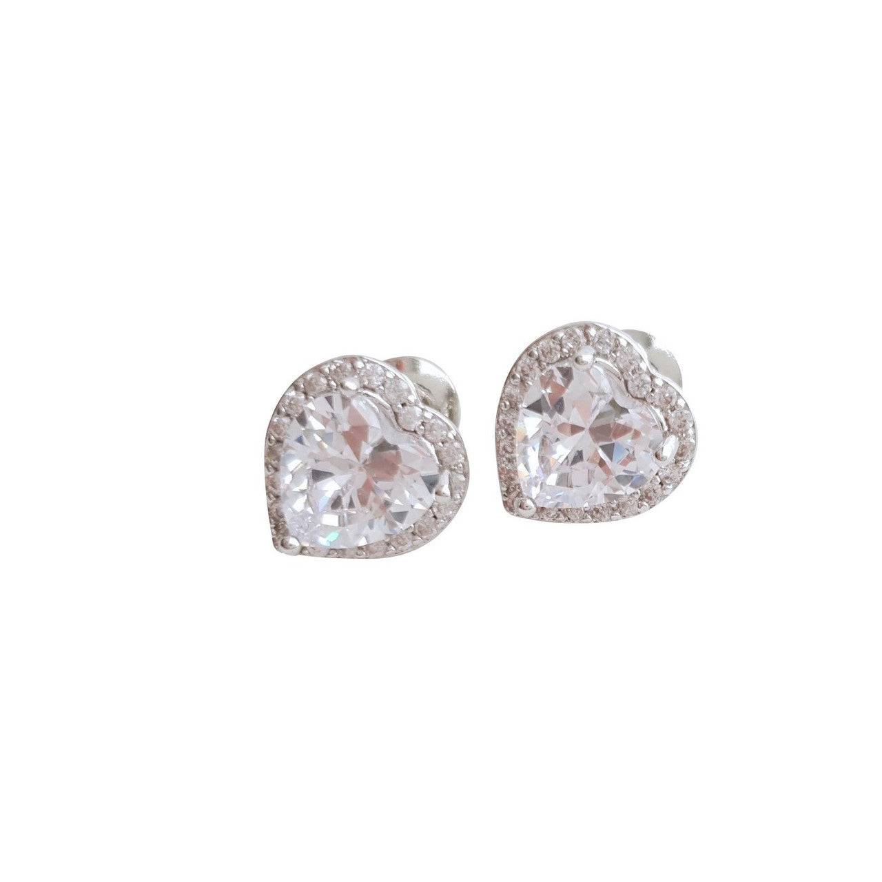 Cubic Zirconia Heart Earrings for Bridesmaids-Diana