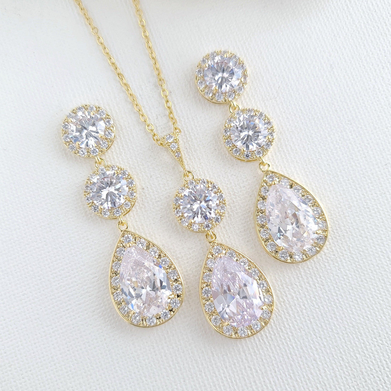 Silver and Cubic Zirconia Bride Jewellery Set- Evita