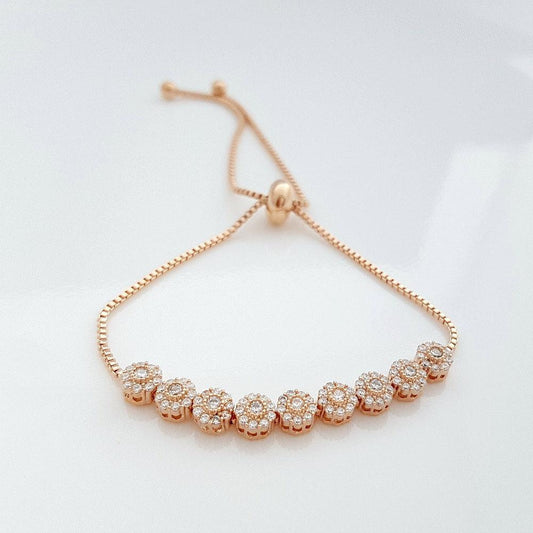 Rose Gold Bridal Bracelet, Bangle Bracelet, Wedding Jewelry, Gold, Crystal Bridal Bracelet, Adjustable Slide Bracelet, Reagan Bracelet