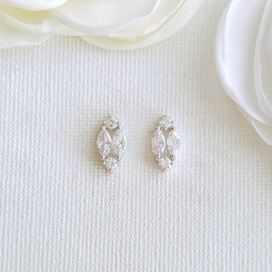 Cute Rose Gold Diamond Shaped Stud Earrings-Hayley