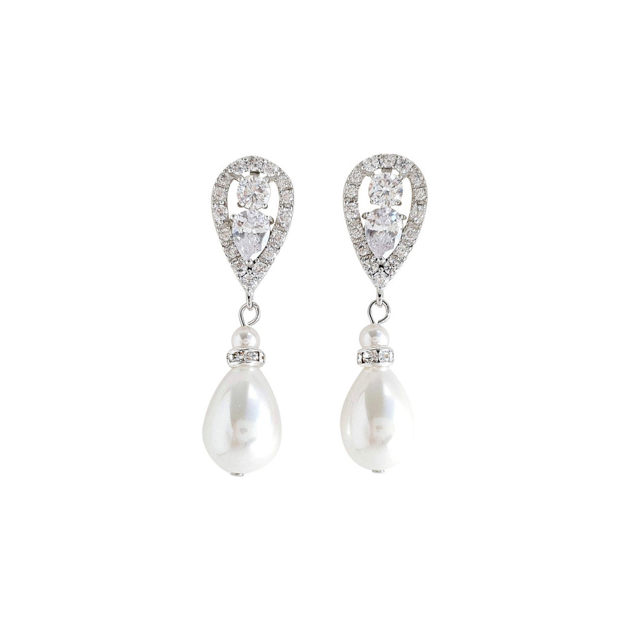 Rose Gold Pearl Drop Earrings-Cera